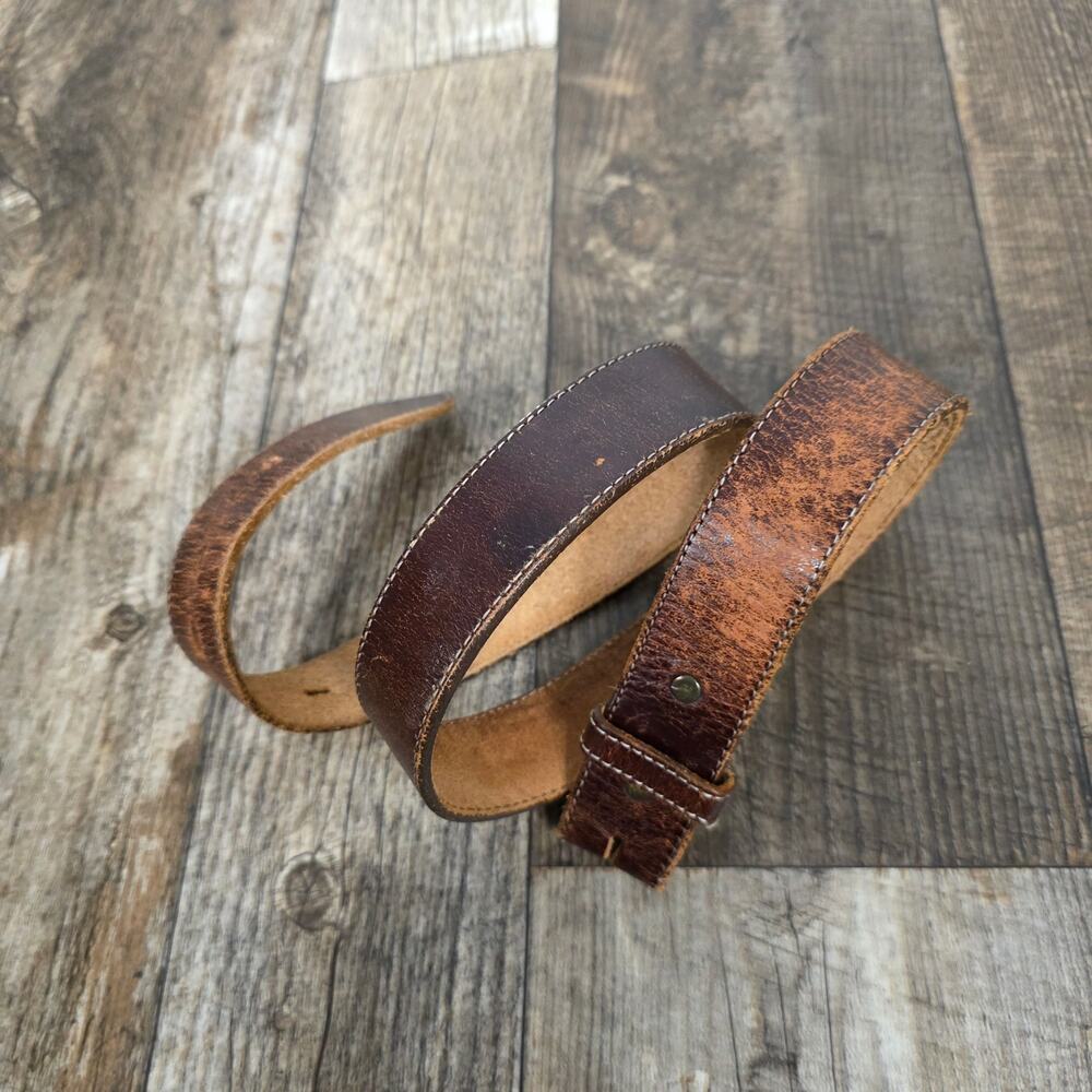 Vintage Brown Leather Blank Distressed Western Cowboy No Buckle